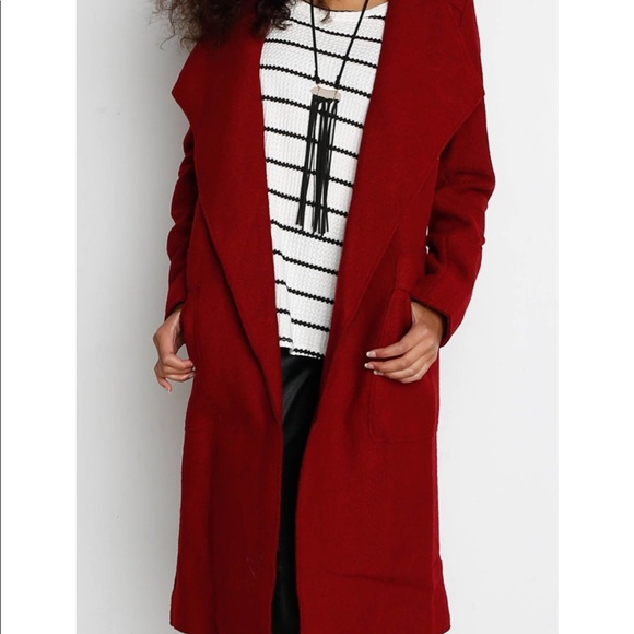 Dex red boiled wool coat, size xs - Picture 1 of 5